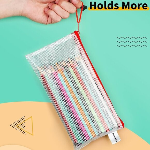 24PCS Pencil Pouches Bulk, 9.3" x 4.7"Mesh Zipper Pouch Pencil Case, 12 Colors W - Picture 5 of 6